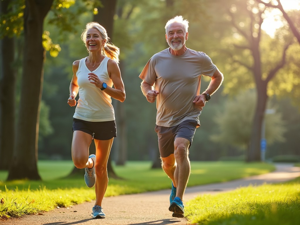 Magnesiumcitrat ist optimal als Supplement für diese beiden älteren fitten Laufsportler.
