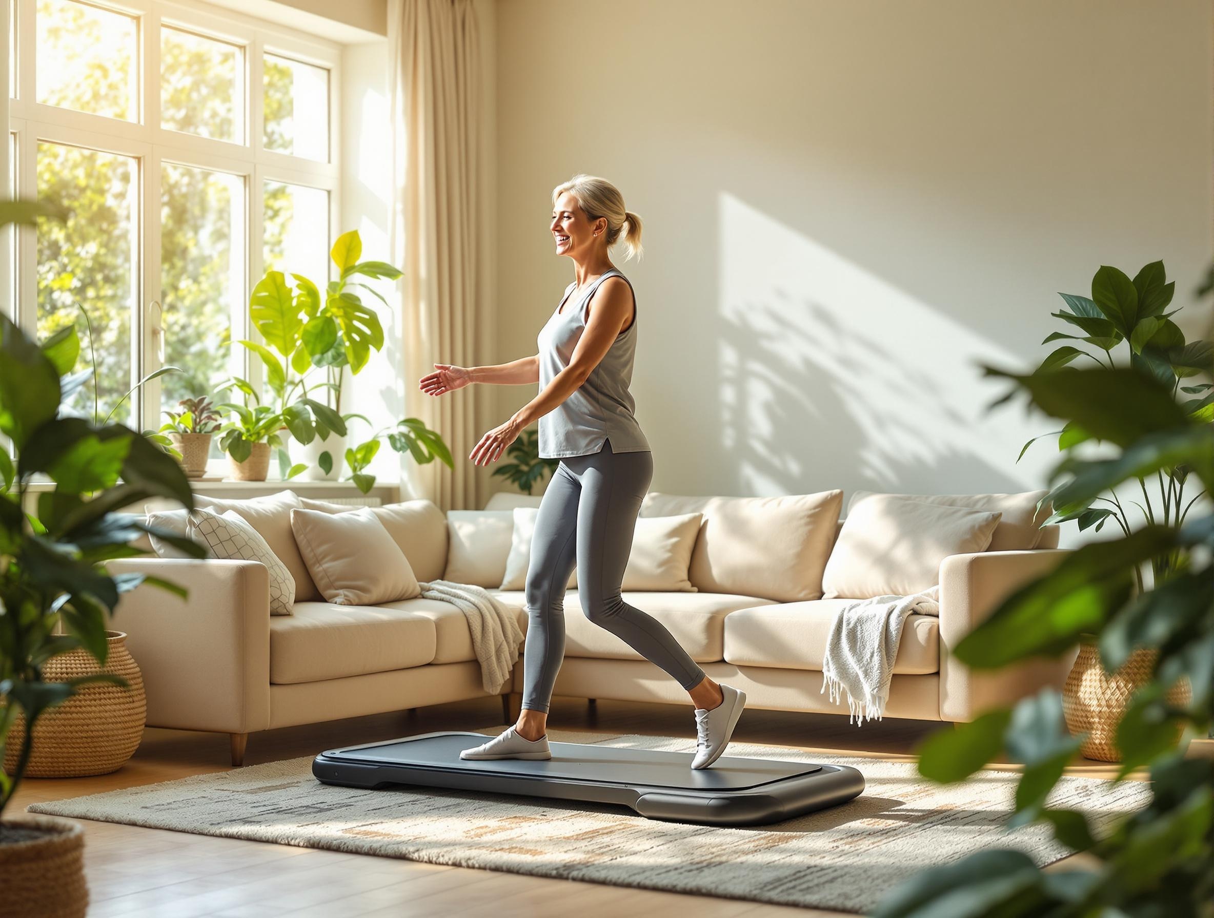 Gesunde Produkte wie ein Walking Pad hält diese Seniorin fit und lebensfroh. Symbolbild.