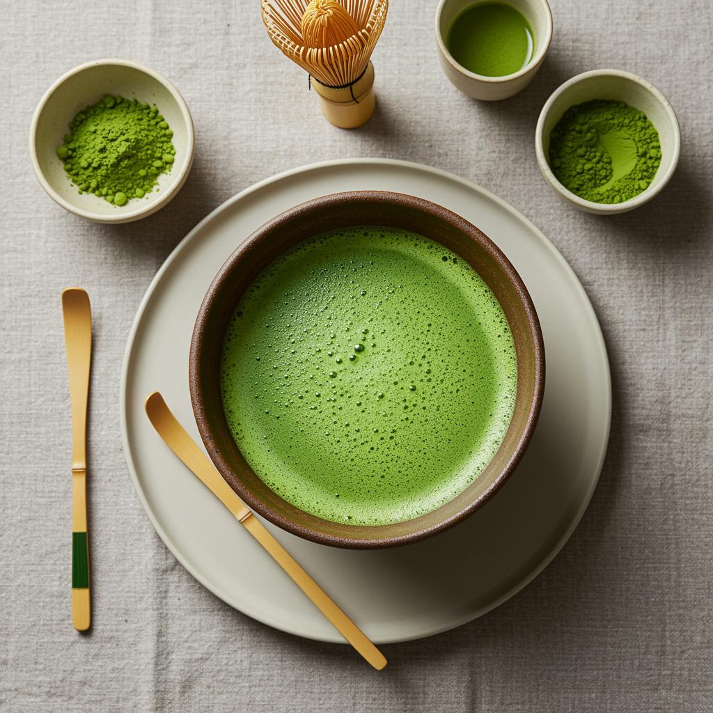 Matcha tee schön präsentiert